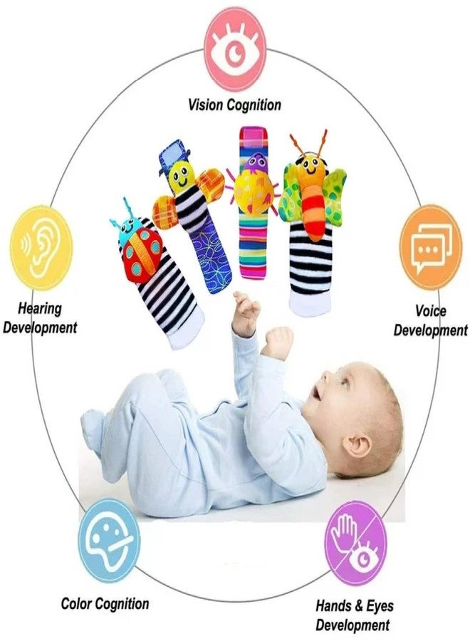 ROKTRY Baby Foot Finder & Wrist Rattle Set - 4Pcs Sensory Socks & Hand Rattles for Infants 0-6 6-12 Months - Newborn Developmental Toys for Boys Girls - Soft Animal Infant Gifts - Image 3