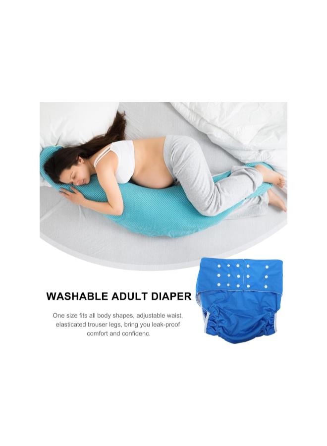 WYBOT Washable Nappy Cover Diaper Pants Cotton Adult Reusable Nappy Cover Diaper Pant Cloth Incontinence Underwear for The Elderly and Disabled Blue - Image 4