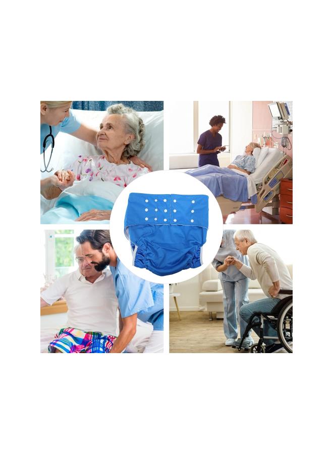 WYBOT Washable Nappy Cover Diaper Pants Cotton Adult Reusable Nappy Cover Diaper Pant Cloth Incontinence Underwear for The Elderly and Disabled Blue - Image 3