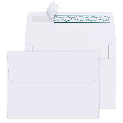 Eupako A6 White Envelopes 4x6, 250 Pack Self Seal Envelopes for 4x6 Cards, Photos, Invitations, Wedding, Graduation, Baby Shower, RSVP, 6.5 x 4.75 Inches - Image 1