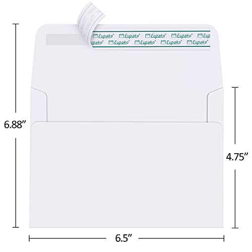 Eupako A6 White Envelopes 4x6, 250 Pack Self Seal Envelopes for 4x6 Cards, Photos, Invitations, Wedding, Graduation, Baby Shower, RSVP, 6.5 x 4.75 Inches - Image 2