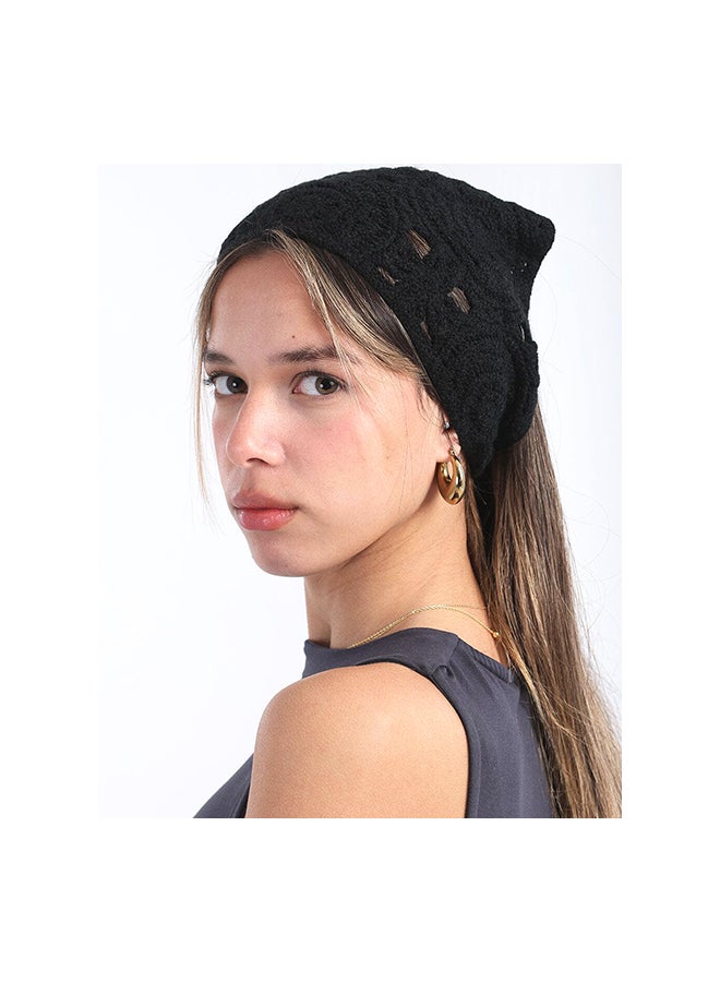 Black Crochet Bandana