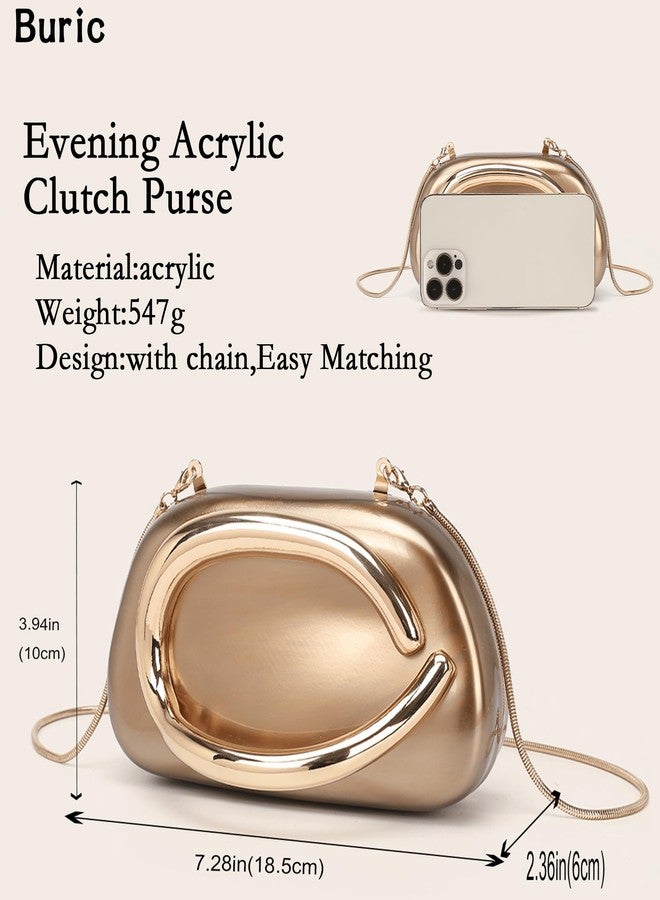 Buric Acrylic Clutch Purse for Women Marbling Evening Wedding Handbags Acrylic Shell Box Purses for Party Prom Cocktail, A-bronze, 235x55x135mm - Image 4