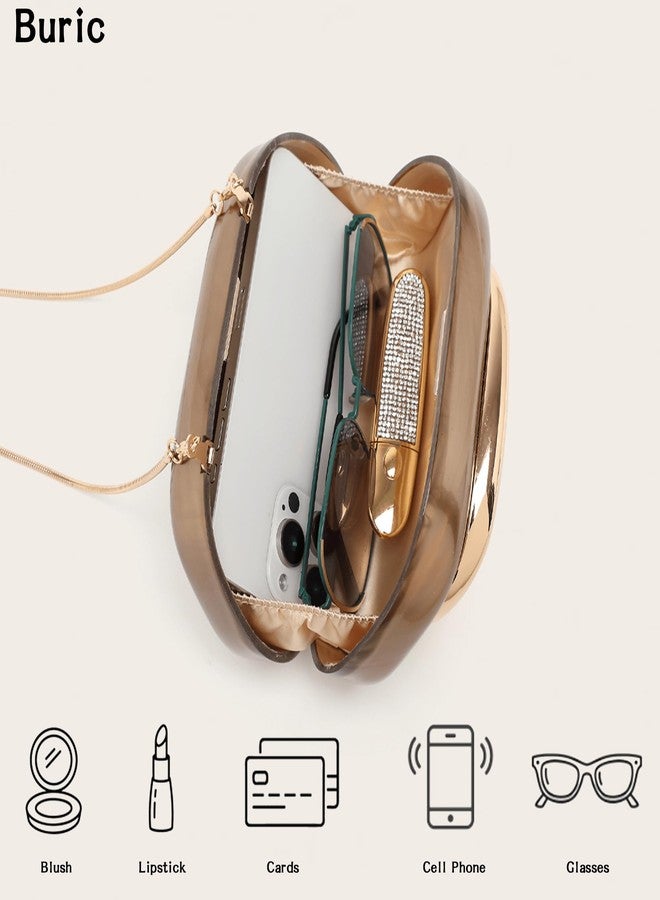 Buric Acrylic Clutch Purse for Women Marbling Evening Wedding Handbags Acrylic Shell Box Purses for Party Prom Cocktail, A-bronze, 235x55x135mm - Image 3