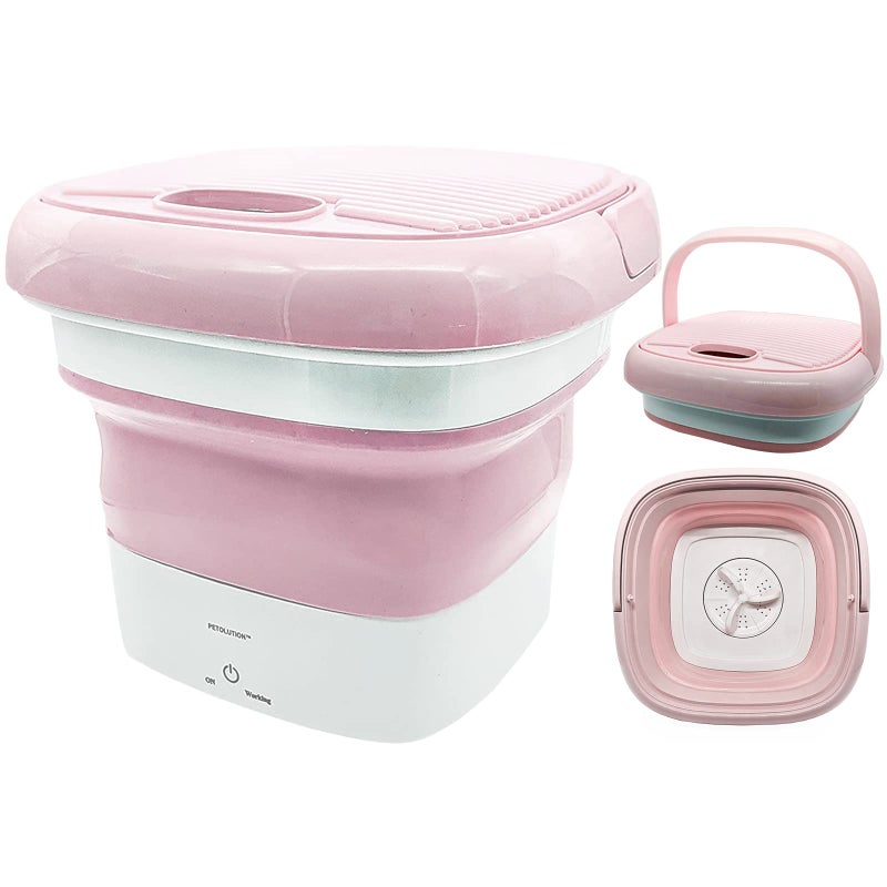 PETOLUTION Portable Mini Washing Machine, Small Foldable Clothes Washing Bucket for Camping, RV, Travel, Small Spaces, Foldable, Lightweight and Easy to Carry and Store (Pink) - Image 1