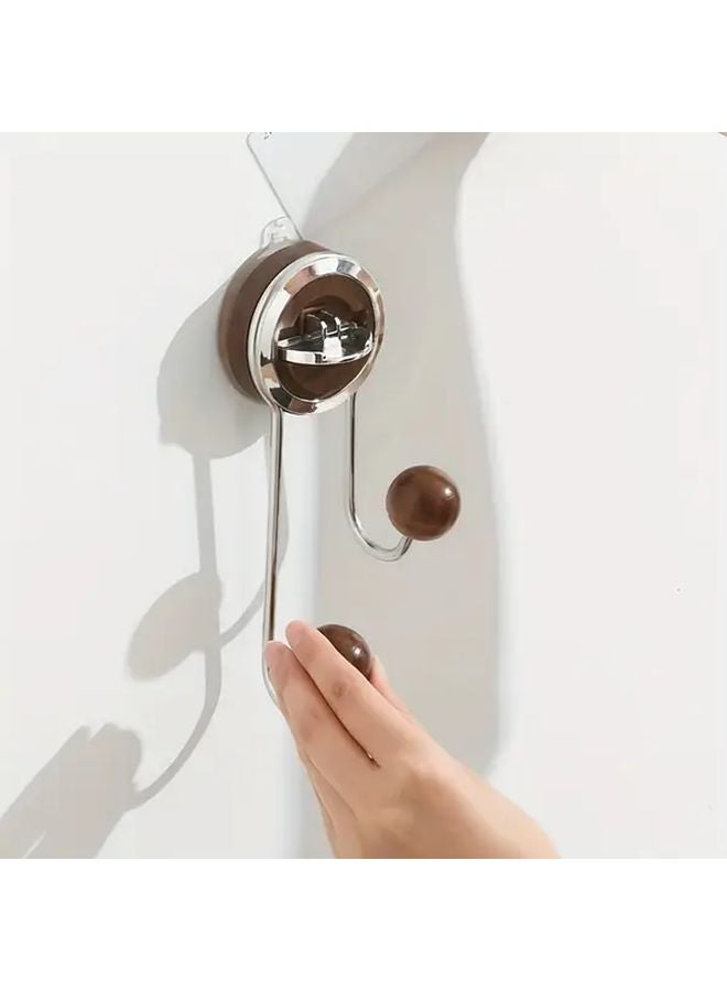 1pc Walnut Color Heavy Duty Suction Cup Hook No Drill Adhesive Damage Free Wall Hanger - Image 5