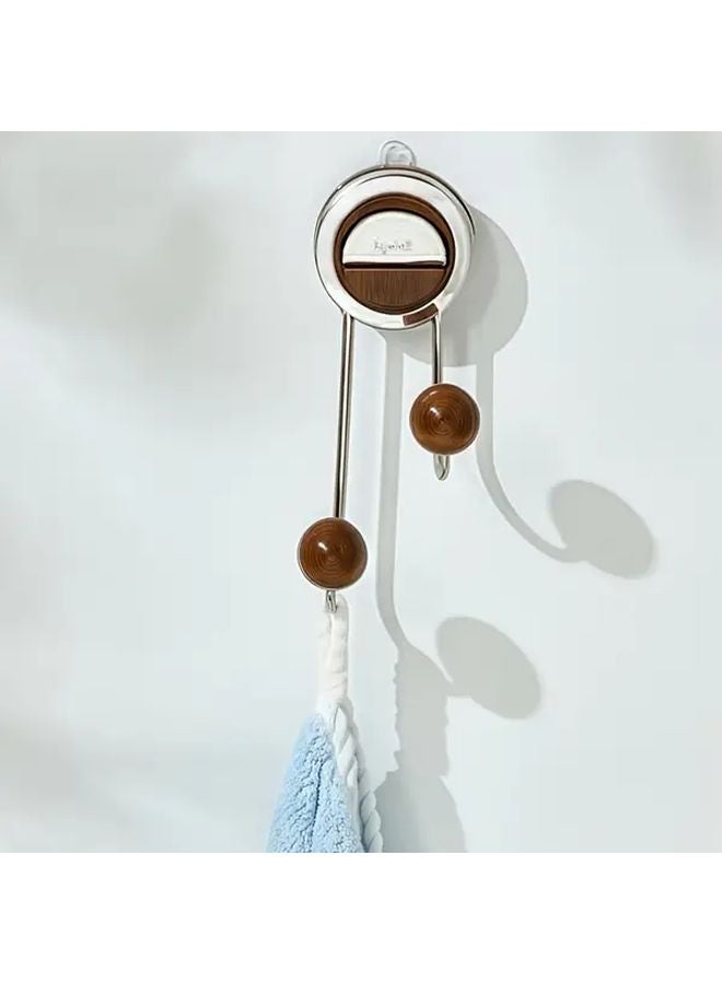 1pc Walnut Color Heavy Duty Suction Cup Hook No Drill Adhesive Damage Free Wall Hanger - Image 3