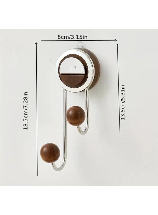 1pc Walnut Color Heavy Duty Suction Cup Hook No Drill Adhesive Damage Free Wall Hanger - Image 4