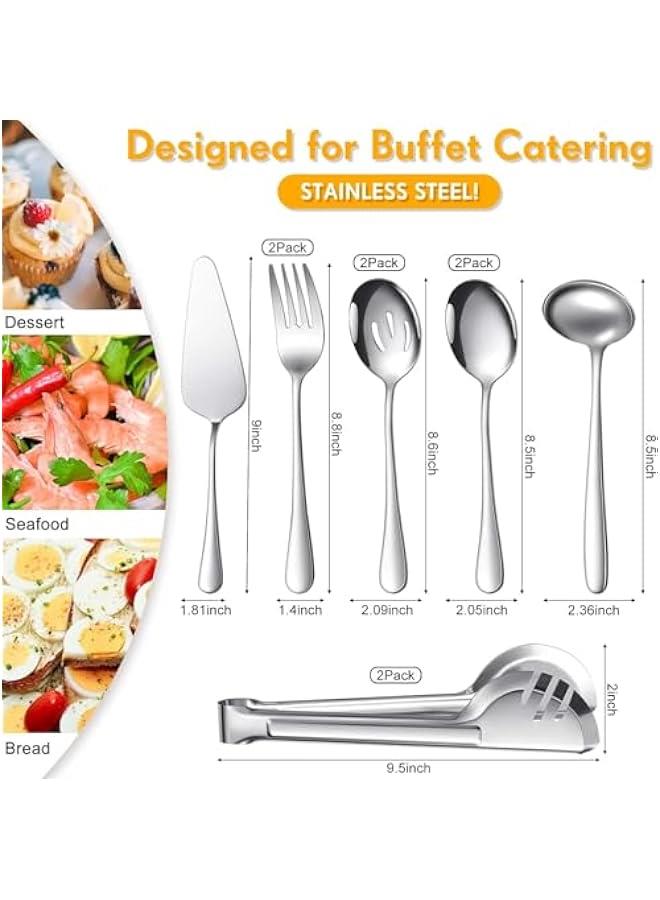 HOOKOR 10Pcs Premium Stainless Steel Flatware Set,Mirror Polished Cutlery Utensil Set,Dishwasher Safe Silver Serving Utensil Set - Includes Spoons, Forks, Tongs, Ladle, and Pie Server - Image 5