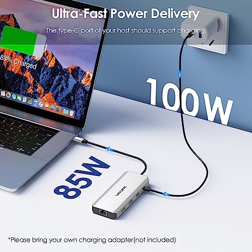 WAVLINK USB C Hub Triple Monitor, 12-in-1 Laptop Docking Station, Multiport Adapter with 4K HDMI, Dual 4K DP, 100W PD in, 5Gbps USB3.0, USB2.0, RJ45, SD/TF Slots, Audio/Mic - Image 5