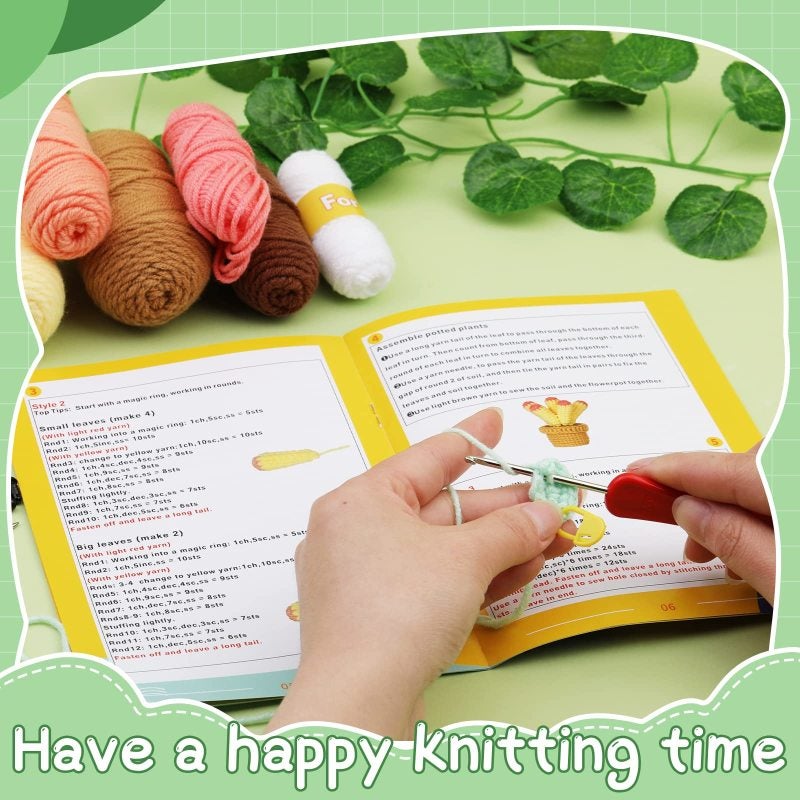 Crochet Kits: 10-Color Yarn, 2 Hook Types, Complete Supplies - Beginner-Friendly Instructions, 6 Succulent Patterns for Home Decor, Craft Beginners - Image 2