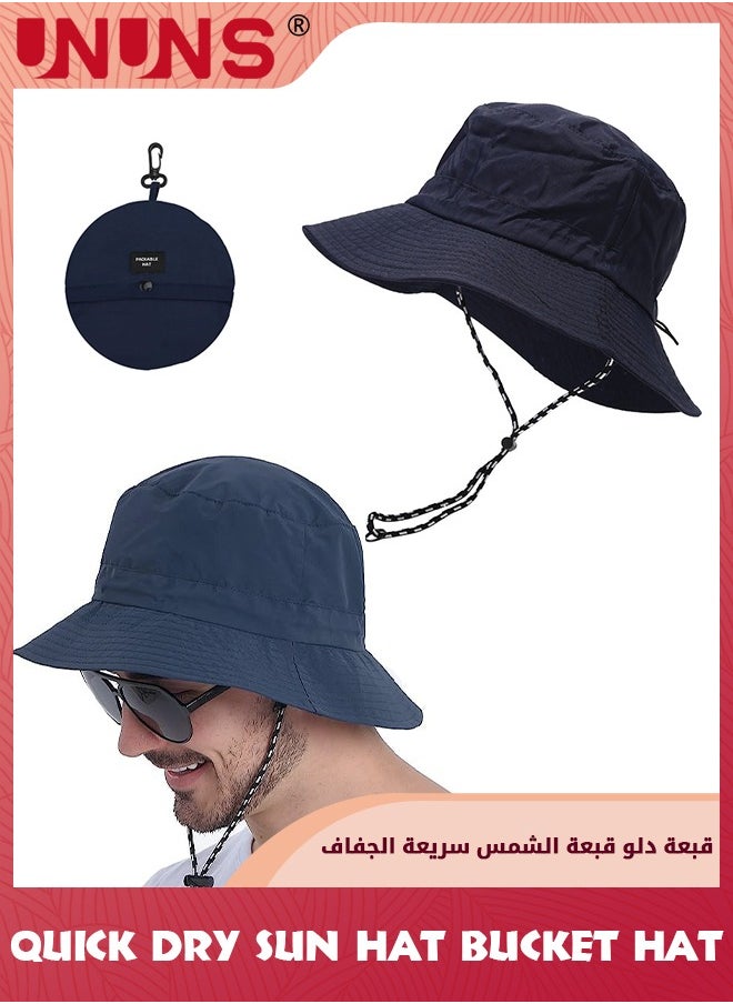 UNUNS Universal Sun Hat For Men Women,Unisex Waterproof Bucket Hat,Quick Dry Packable Boonie Hat,Wide Brim Boonie Hat,UV Protection Summer Sun Hat For Fishing Hiking Camping Trip Beach,Navy Blue  - Image 1