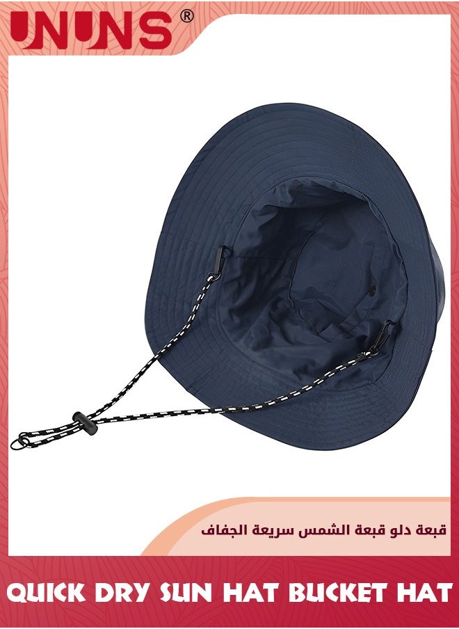 UNUNS Universal Sun Hat For Men Women,Unisex Waterproof Bucket Hat,Quick Dry Packable Boonie Hat,Wide Brim Boonie Hat,UV Protection Summer Sun Hat For Fishing Hiking Camping Trip Beach,Navy Blue  - Image 5