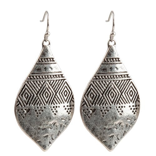 SPUNKYsoul Bohemian Hammered & Engraved Silver Earrings - Image 1
