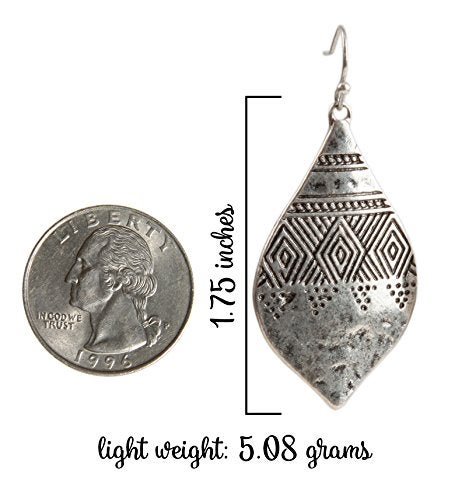 SPUNKYsoul Bohemian Hammered & Engraved Silver Earrings - Image 3