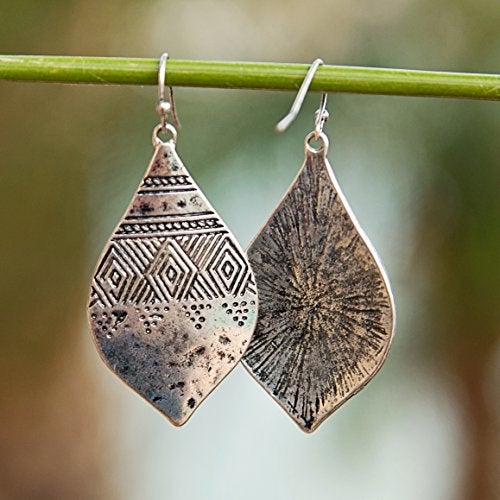 SPUNKYsoul Bohemian Hammered & Engraved Silver Earrings - Image 4