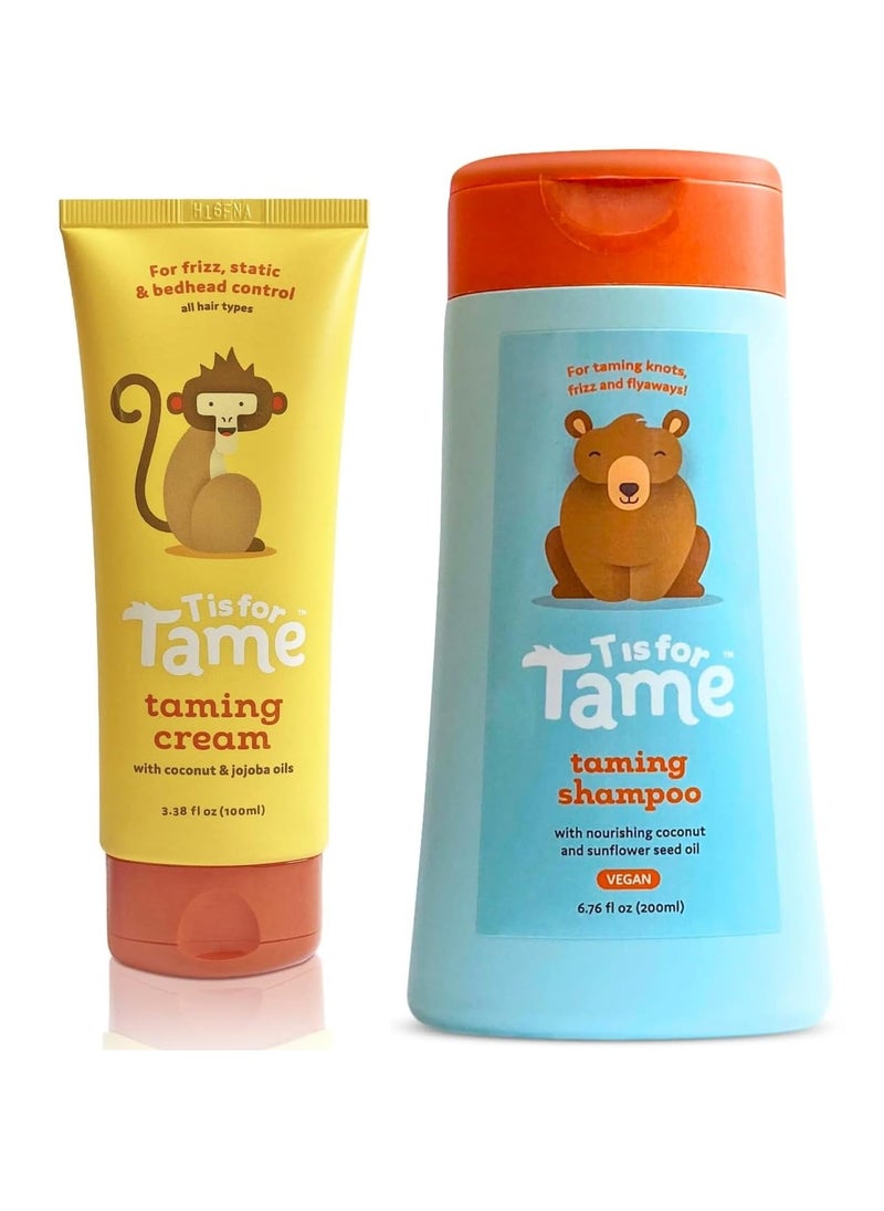 T is for Tame T is for Tame Bundle - Hair Taming Cream & Baby Shampoo, All-Natural, Plant-Based Hair Care Kit for Babies & Toddlers, Frizz Control & Tear Free Shampoo Formula  - Image 1