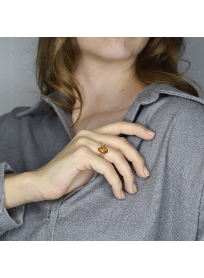 HolidayGiftShops Sterling Silver And Baltic Honey Amber Adult Ring Federica Size 7.5 - Image 3