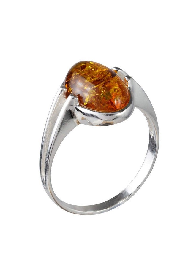 HolidayGiftShops Sterling Silver And Baltic Honey Amber Adult Ring Federica Size 7.5 - Image 2