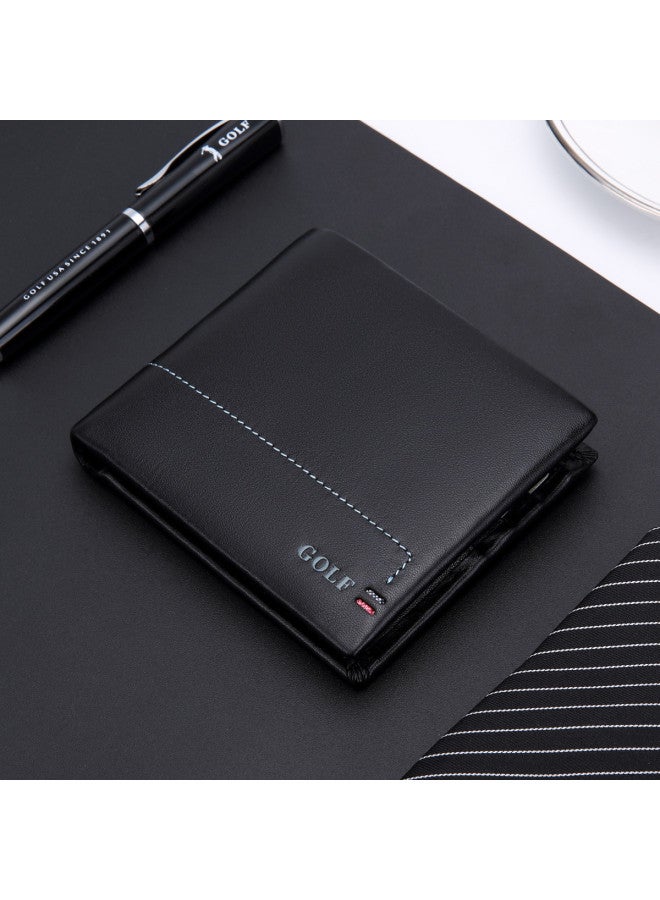 Golf Fashion Minimalist Men's Horizontal Leather Wallet Multi-card Slot Card Holder Short Billfold Ticket Pocket Men's Wallet Gift Storage - Image 2