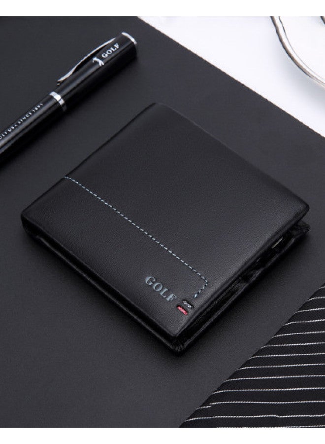 Golf Fashion Minimalist Men's Horizontal Leather Wallet Multi-card Slot Card Holder Short Billfold Ticket Pocket Men's Wallet Gift Storage - Image 1