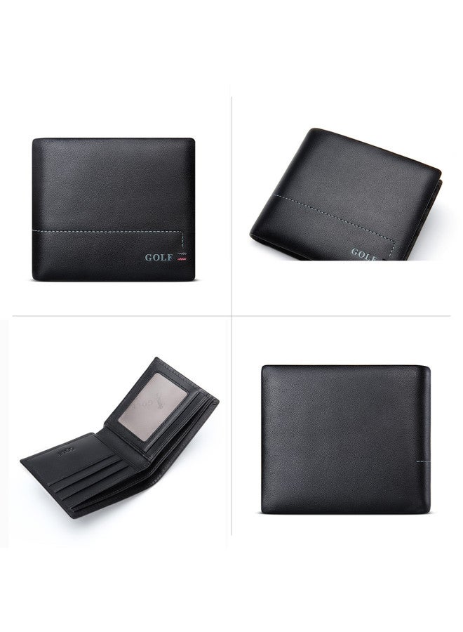 Golf Fashion Minimalist Men's Horizontal Leather Wallet Multi-card Slot Card Holder Short Billfold Ticket Pocket Men's Wallet Gift Storage - Image 3
