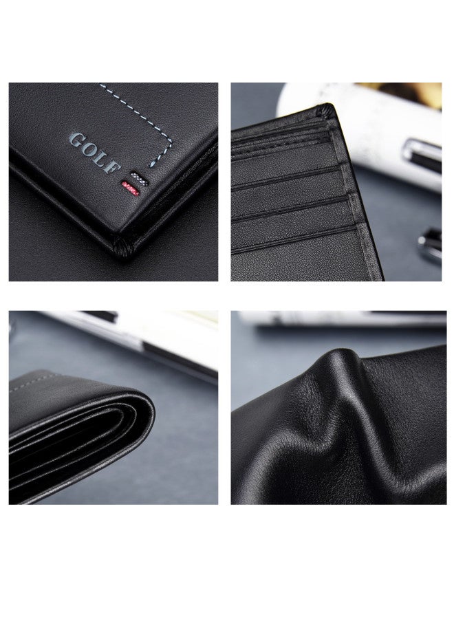 Golf Fashion Minimalist Men's Horizontal Leather Wallet Multi-card Slot Card Holder Short Billfold Ticket Pocket Men's Wallet Gift Storage - Image 5