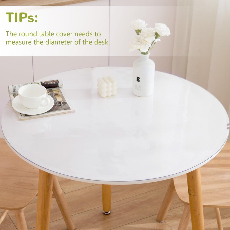 Eisdroma 54 Inch Round Clear Table Cover Protector, Clear Round Protector for Dining Room Table, 1.5mm Thick Waterproof Round Plastic Vinyl Table Pad - Image 2