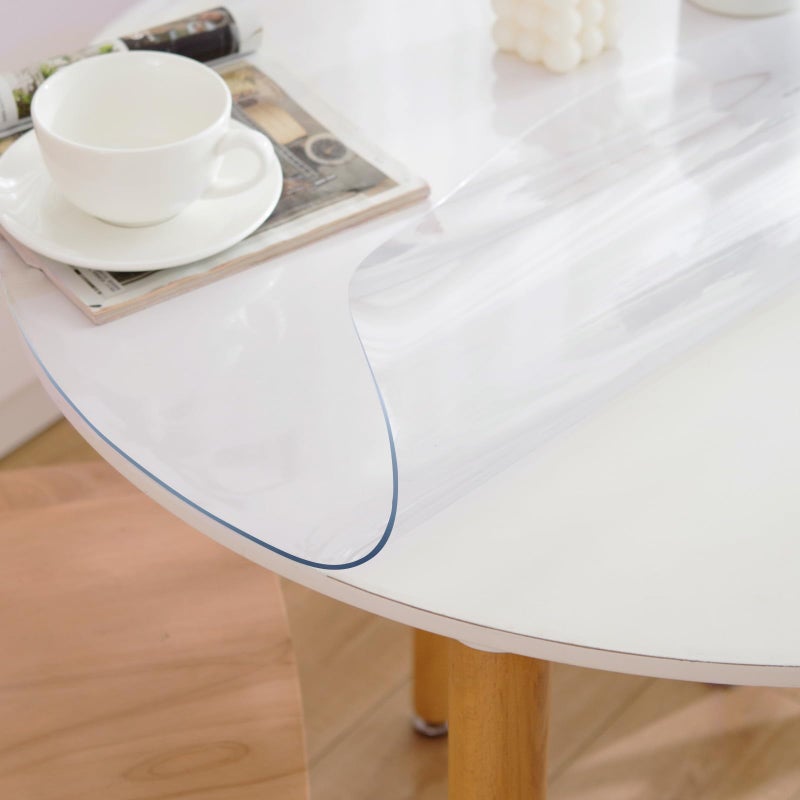Eisdroma 54 Inch Round Clear Table Cover Protector, Clear Round Protector for Dining Room Table, 1.5mm Thick Waterproof Round Plastic Vinyl Table Pad - Image 3