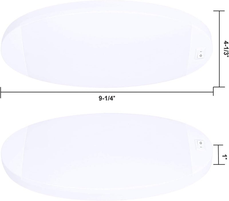 FACON 2Packs 12V LED RV Dome Light with Switch, Length: 9-1/4'', DDS01-608-CW, Large Oval Pancake Interior Lighting Fixture for RV Motorhomes Camper Caravan Trailer Boat - Image 4