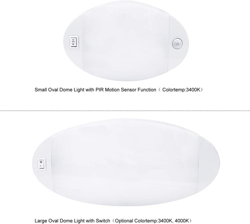FACON 2Packs 12V LED RV Dome Light with Switch, Length: 9-1/4'', DDS01-608-CW, Large Oval Pancake Interior Lighting Fixture for RV Motorhomes Camper Caravan Trailer Boat - Image 5