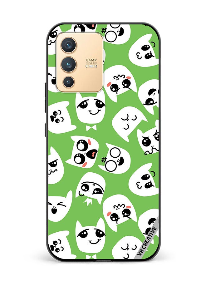 VR CREATIVE Protective Case Cover For Vivo V23 5G Doodle Cat Emoticons Design Multicolour - Image 1