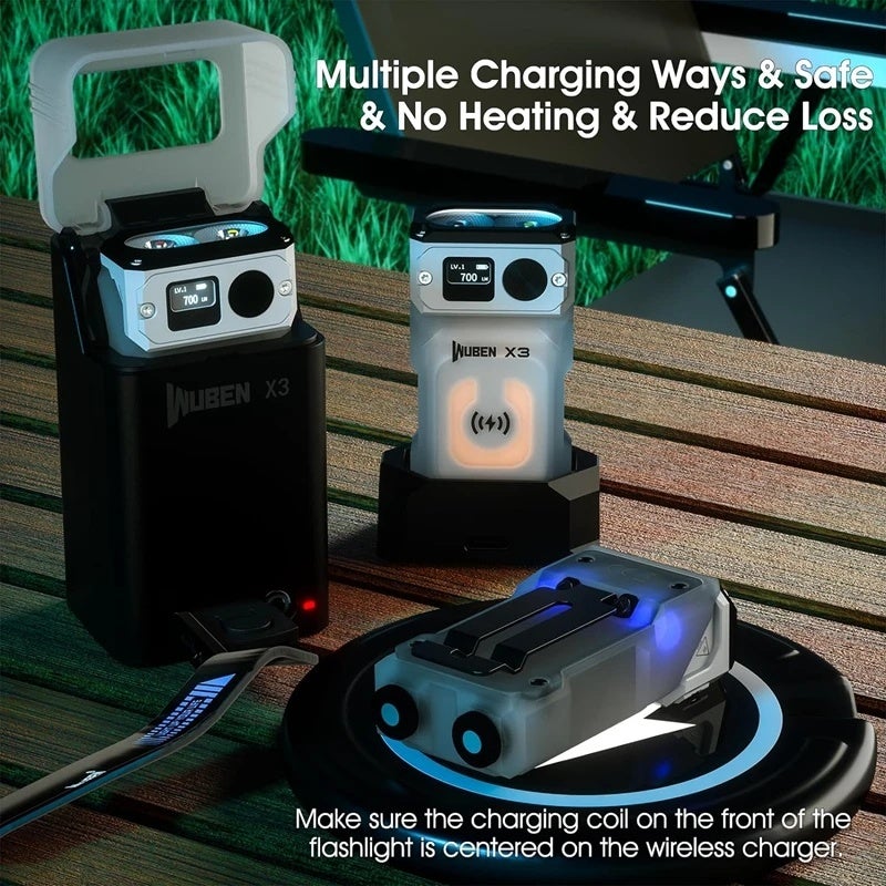 وبين مصباح يدوي Wuben X3 EDC Flashlight Wireless Charging 700Lumens Portable Outdoor Waterproofing LED Rechargeable Torch Mini Keychain Light - Image 5