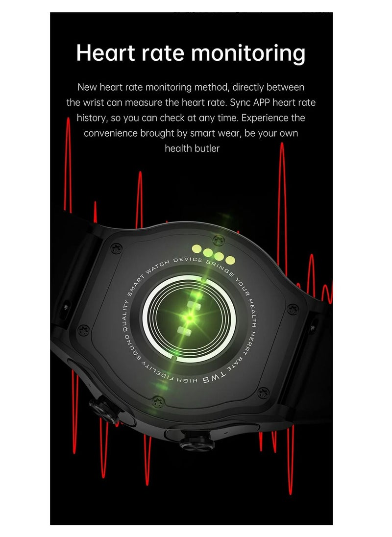 AROAQ - GT69 Smart Watch TWS Earphone Heart Rate Blood Pressure  Oxygen BT Call Music Sports Men Women Smartwatch Black - Image 1