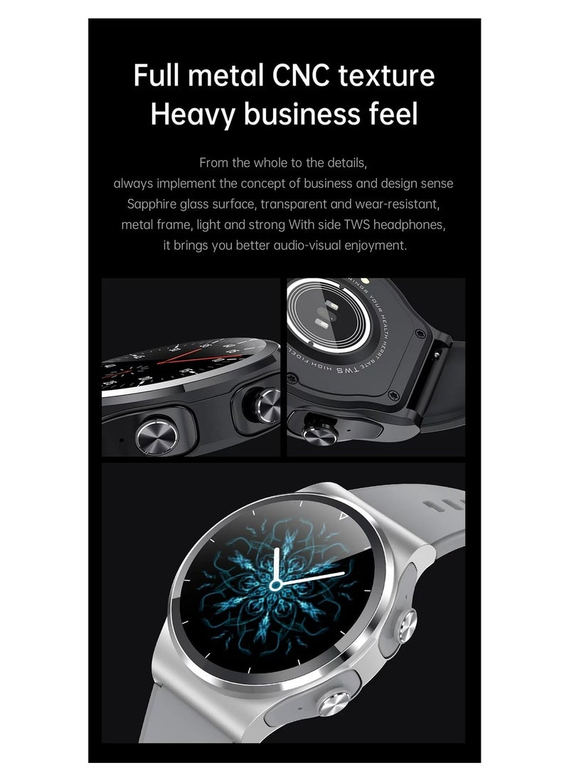AROAQ - GT69 Smart Watch TWS Earphone Heart Rate Blood Pressure  Oxygen BT Call Music Sports Men Women Smartwatch Black - Image 1