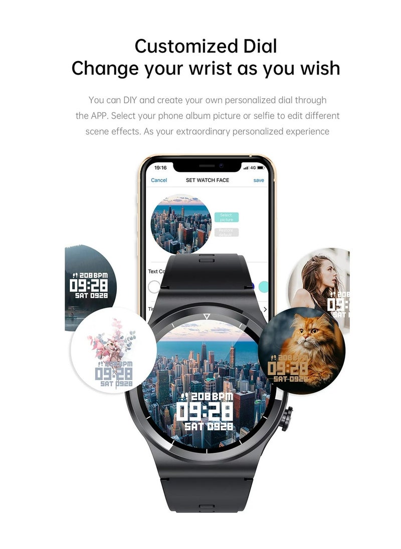 AROAQ - GT69 Smart Watch TWS Earphone Heart Rate Blood Pressure  Oxygen BT Call Music Sports Men Women Smartwatch Black - Image 1