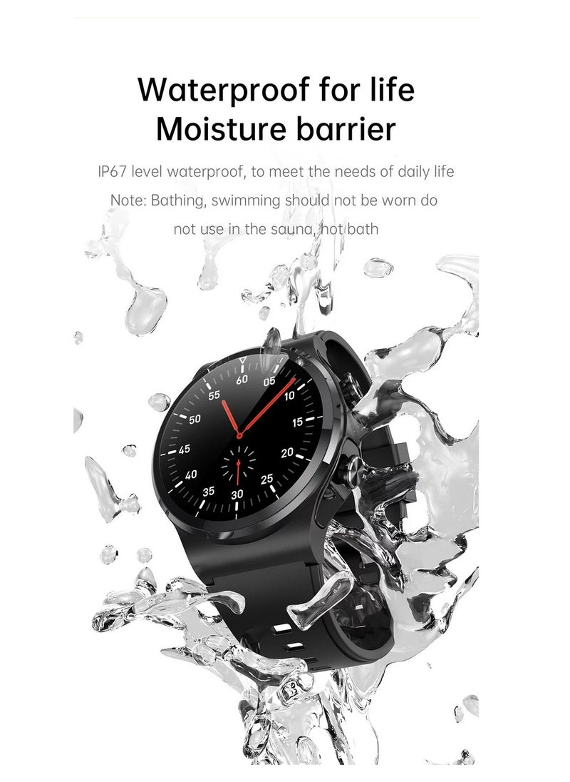 AROAQ - GT69 Smart Watch TWS Earphone Heart Rate Blood Pressure  Oxygen BT Call Music Sports Men Women Smartwatch Black - Image 1