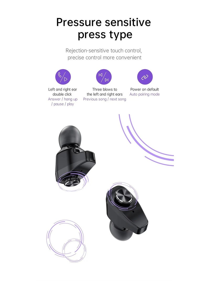 AROAQ - GT69 Smart Watch TWS Earphone Heart Rate Blood Pressure  Oxygen BT Call Music Sports Men Women Smartwatch Black - Image 1