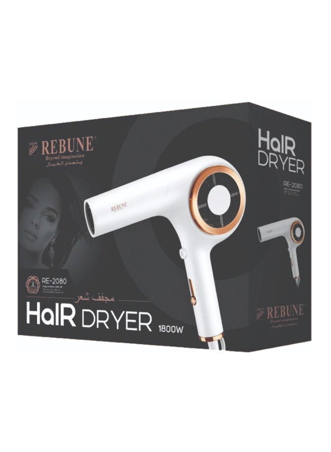 REBUNE Hair Dryer White/Gold - Image 2