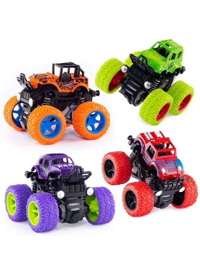 Famous Quality FAMOUS QUALITY® Push and go car Toy 4WD Mini Monster Trucks Friction Powered Cars for Kids Big Rubber Tires Baby Boys Super Cars Blaze Truck Children Gift Toys (Pack of 4 pc)  - Image 1