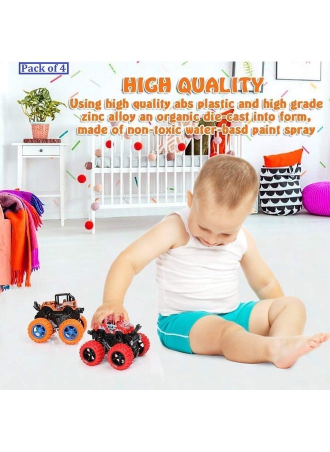 Famous Quality FAMOUS QUALITY® Push and go car Toy 4WD Mini Monster Trucks Friction Powered Cars for Kids Big Rubber Tires Baby Boys Super Cars Blaze Truck Children Gift Toys (Pack of 4 pc)  - Image 2