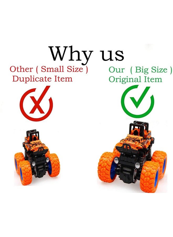 Famous Quality FAMOUS QUALITY® Push and go car Toy 4WD Mini Monster Trucks Friction Powered Cars for Kids Big Rubber Tires Baby Boys Super Cars Blaze Truck Children Gift Toys (Pack of 4 pc)  - Image 3