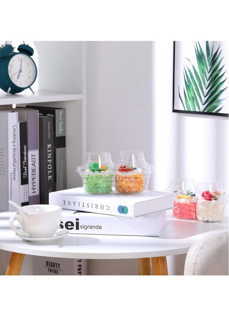 SYOSI حاويات كب كيك، صندوق حامل كب كيك بلاستيكي عميق Disposable بفتحتين مع أغطية، حاوية كب كيك شفافة قابلة للتكديس لصفائح المافن، حفلات الزفاف، عيد الحب، حفلات أعياد الميلاد 50 قطعة - Image 4