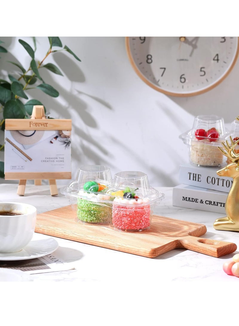 SYOSI حاويات كب كيك، صندوق حامل كب كيك بلاستيكي عميق Disposable بفتحتين مع أغطية، حاوية كب كيك شفافة قابلة للتكديس لصفائح المافن، حفلات الزفاف، عيد الحب، حفلات أعياد الميلاد 50 قطعة - Image 3