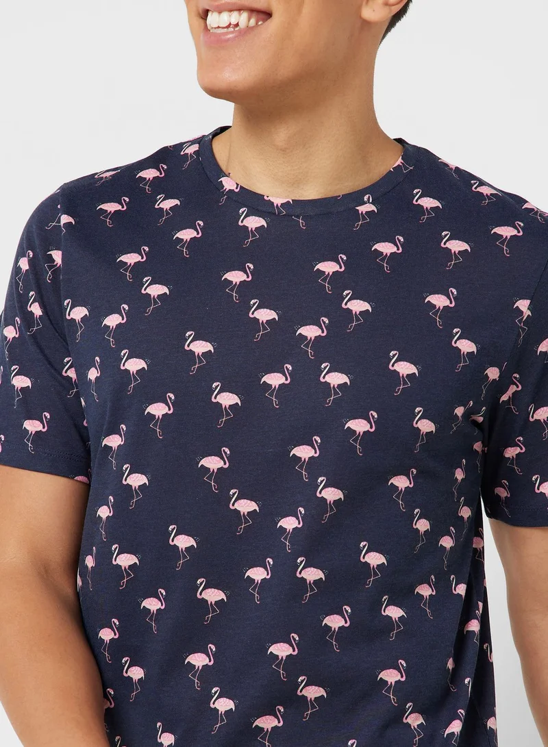 JACK & JONES All Over Printed Crew Neck T-Shirt