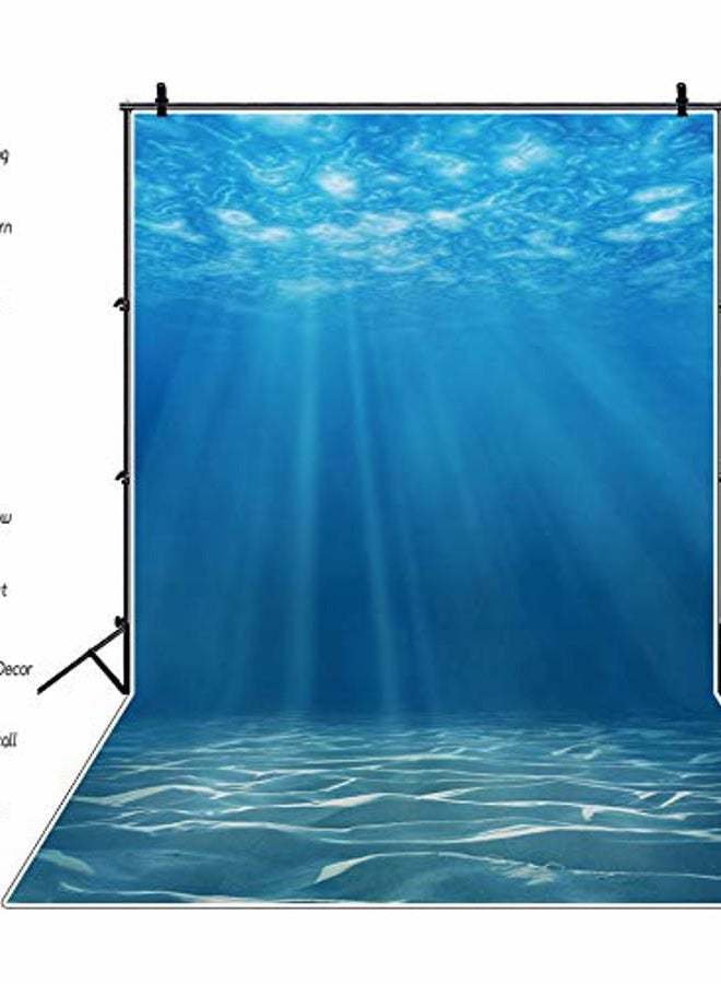 Laeacco Underwater World Background 5x7ft Photography Background Undersea Sunlight Deep Blue Water Sun Ray Backdrop Seabed Children Birthday Home Decoration Party Kid Boy Newborn Photo Studio Props - Image 3