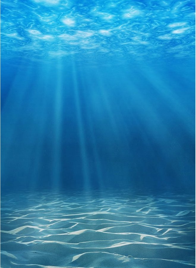 Laeacco Underwater World Background 5x7ft Photography Background Undersea Sunlight Deep Blue Water Sun Ray Backdrop Seabed Children Birthday Home Decoration Party Kid Boy Newborn Photo Studio Props - Image 1