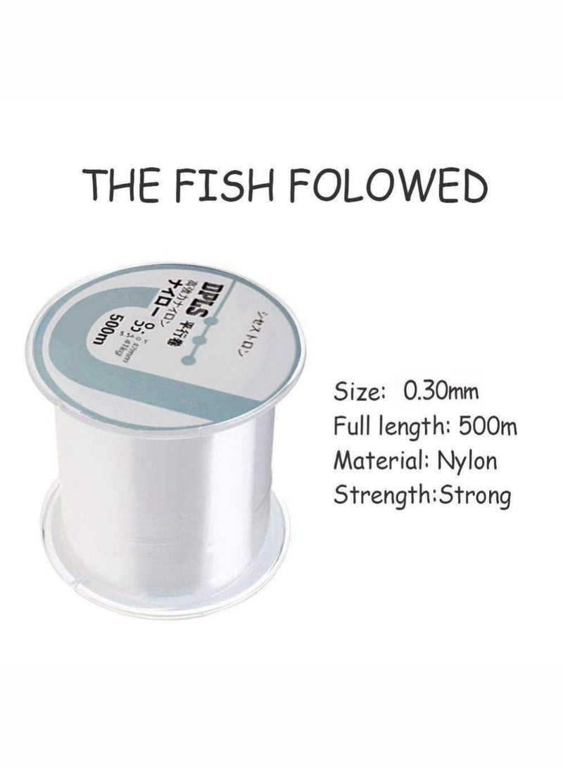 Generic Nylon String Fishing Line Cord Clear Fluorocarbon Strong Monofilament Wire Flexible Wear-resistant Super Pulling Force Cut for Hanging Decorations Beading Crafts Kite -500M  - Image 2