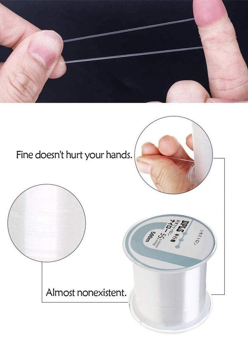 Generic Nylon String Fishing Line Cord Clear Fluorocarbon Strong Monofilament Wire Flexible Wear-resistant Super Pulling Force Cut for Hanging Decorations Beading Crafts Kite -500M  - Image 3