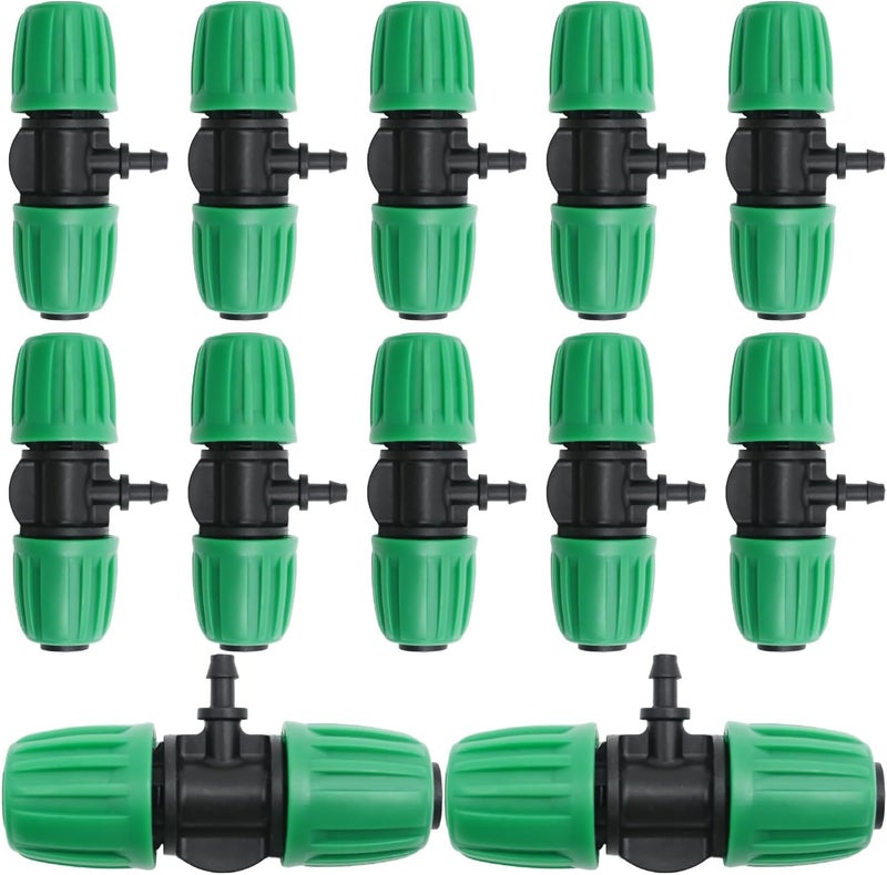 MDEOOSKY 12 Pcs Barbed Tee 1/2 Inch Tubing (1/2" ID X 0.6-0.63" OD) 16mm To 1/4 Inch Irrigation Tube Anti-Drop Barbed Tee Hose Fittings Drip Parts Twist Locked 3 Way Connectors(Fits 13mm ID / 4mm ID) - Image 3